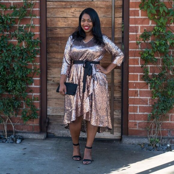 Lane Bryant Copper Sequin Party Dress - Picture 4 of 12